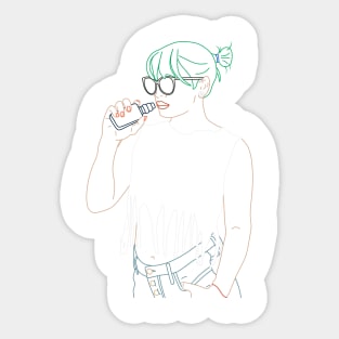 Line color vape girl Sticker